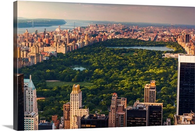 New York City, Manhattan, Central Park, Cityscape from the Rockefeller Center