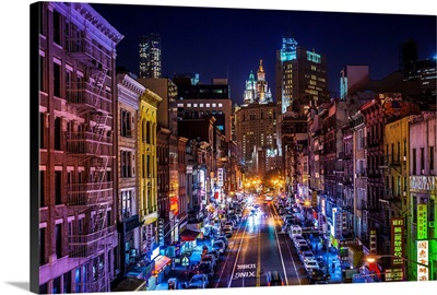 New York City, Manhattan, Lower East Side, Chinatown, Chinatown at night