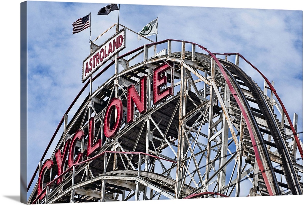 New York, New York City, Brooklyn, Coney Island Cyclone, historical roller coaster.