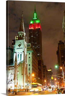 New York, New York City, Christmas time, 5th avenue, Empire State bldg