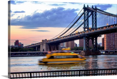 New York, New York City, Manhattan Bridge viewed from Brooklyn