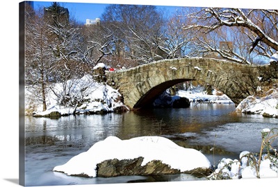New York, New York City, Winter in Central Park, Gapstow Bridge