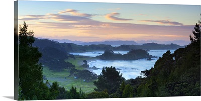 New Zealand, North Island, view over idyllic Northland coastal landscape