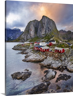 Norway, Lofoten Islands, Norwegian Sea, The Fishermen's Houses Of Hamnoy In Lofoten