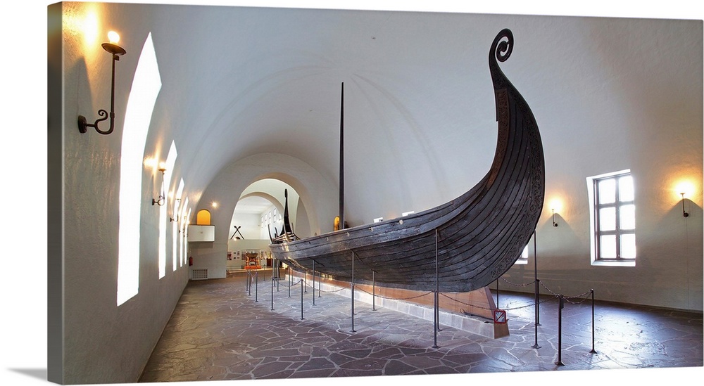 Norway, Oslo, Viking Ship Museum, The Oseberg Ship, one of the best-preserved Viking longships, built ca. 850-900.  It was...