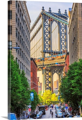 NYC, Manhattan, Manhattan Bridge, Dumbo and Manhattan bridge classic view