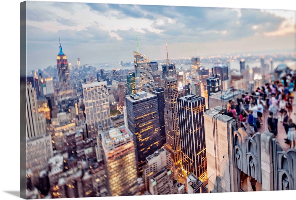 USA, New York City, View of Midtown and Downtown from Top of The Rock Observation Deck at Rockefeller Center.