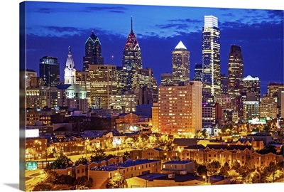 Pennsylvania, Philadelphia, City Skyline at dusk