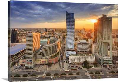 Poland, Warsaw, Zlote Tarasy shopping centre and Zlota 44 residential tower