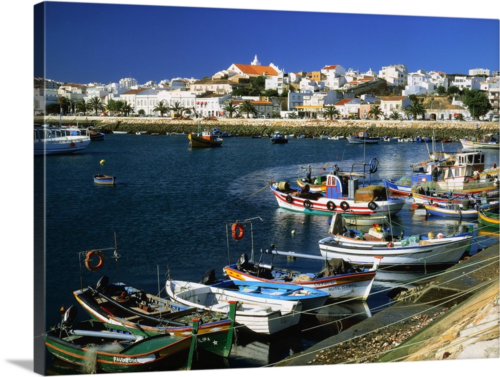Portugal, Algarve, Lagos, harbor and town