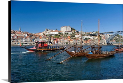 Portugal, Porto, Costa Verde, The Douro river, Port Wine Barges and Ribeira district