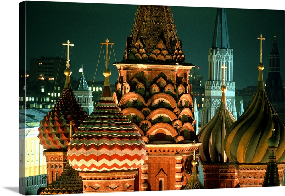 Russia, Moscow, Saint Basil's Cathedral and Kremlin's Towers