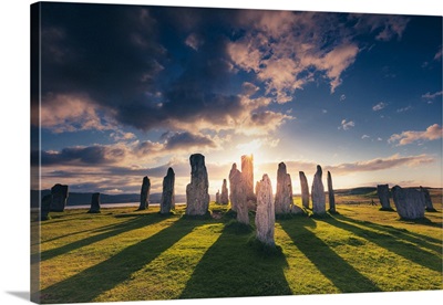 Scotland, Callanish Stone Circle In The Outer Hebrides At Sunset