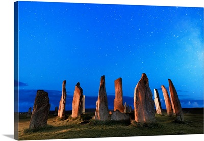 Scotland, Callanish Stone Circle In The Outer Hebrides By Night