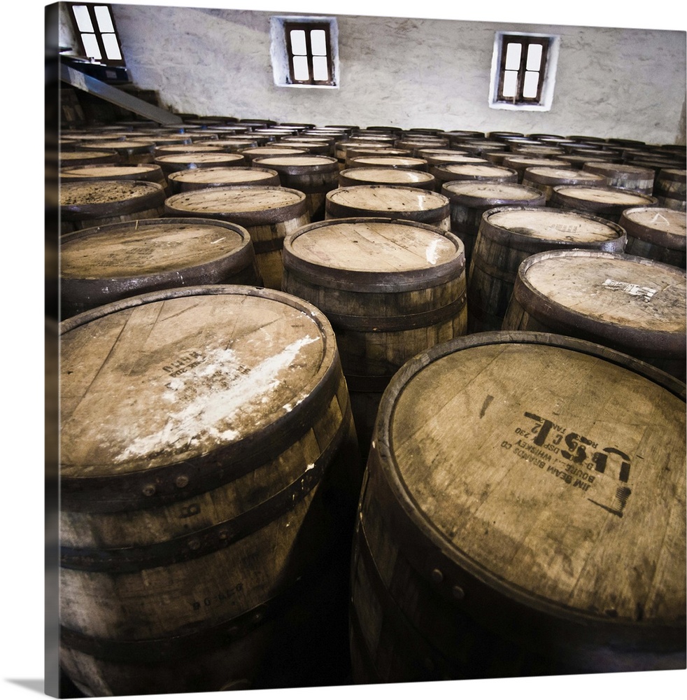Scotland, Inner Hebrides, Jura Island, Jura whisky distillery barrel storage