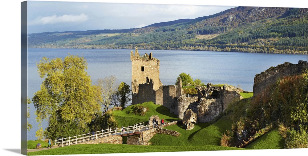 United Kingdom, UK, Scotland, Great Britain, Loch Ness, Urquhart Castle Loch Ness panoramic