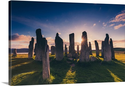 Scotland, Outer Hebrides, British Isles, Callanish Stone Circle At Sunset