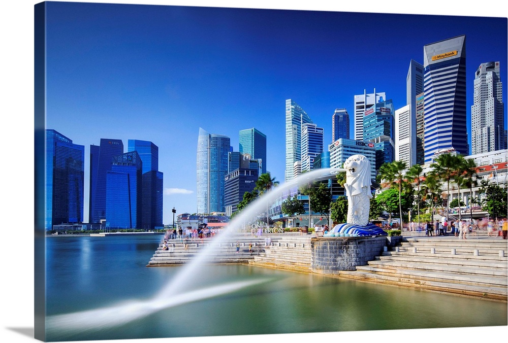 Singapore, Singapore City, Merlion fountain.