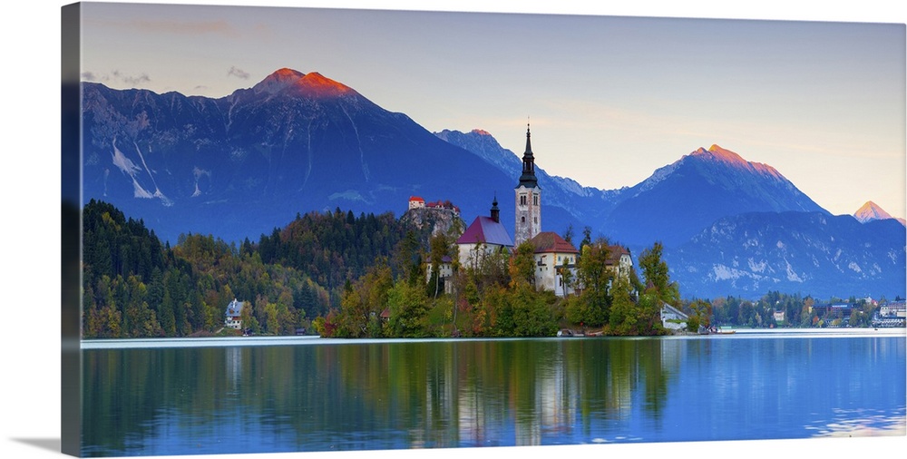 Slovenia, Upper Carniola, Julian Alps, Triglav National Park, Bled, Bled Island with the Church of the Assumption and Bled...