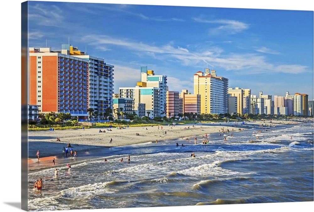 South Carolina, North Myrtle Beach, looking north from 14 st. pier