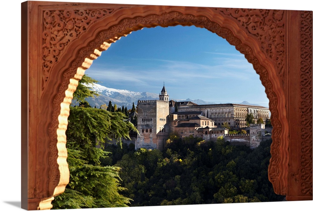 Spain, Andalusia, Granada, View of Alhambra Palace from Albayzin