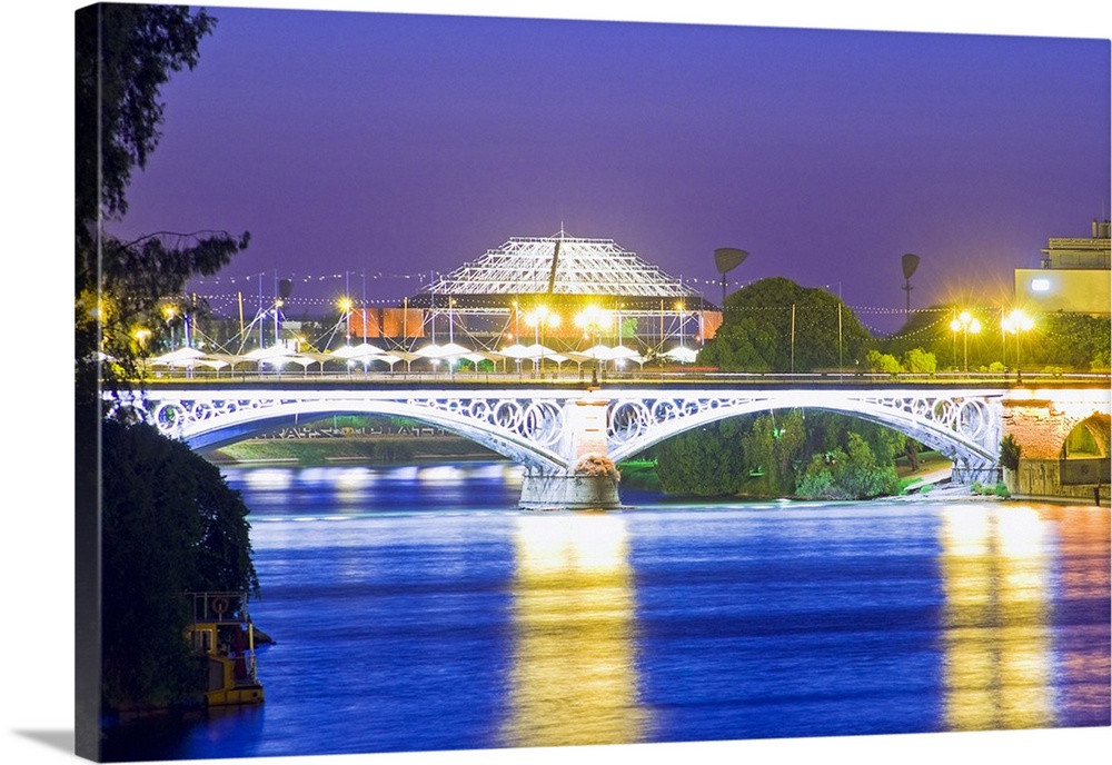 Spain, Andalusia, Seville, Mediterranean area, Seville district, Travel Destination, Triana Bridge on the Guadalquivir river