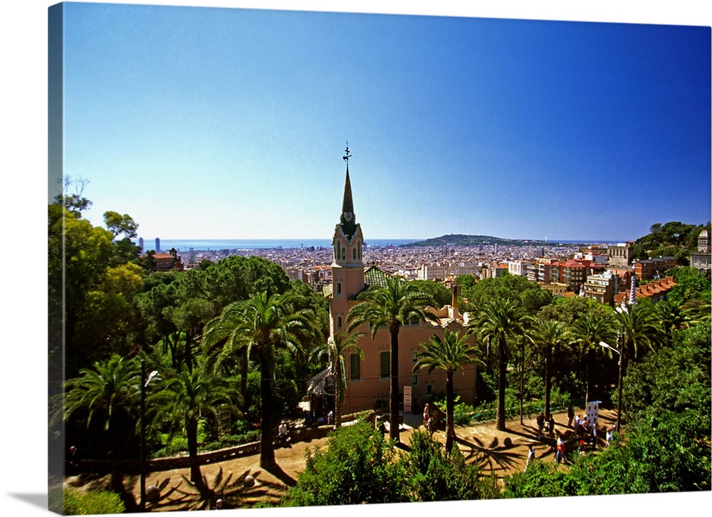 Spain, Barcelona, Parc (park) Guell, View near the Casa-Museu Gaud.. (UNESCO World Heritage)