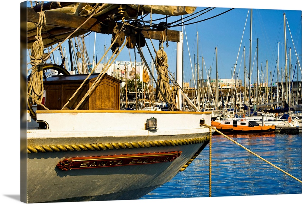 Spain, Barcelona, Port Vell, Marina, Sailboats.