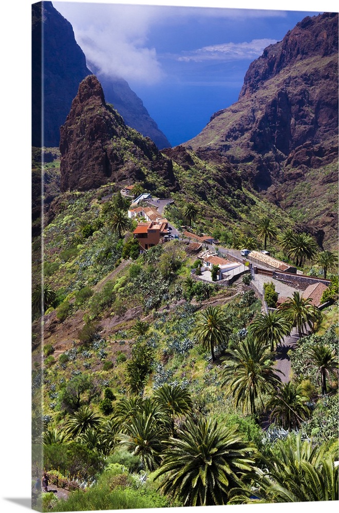 Spain, Canary Islands, Tenerife, Masca, The village and Barranco de Masca.