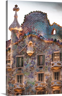 Spain, Catalonia, Barcelona, Casa Batllo by Gaudi in Passeig de Gracia avenue