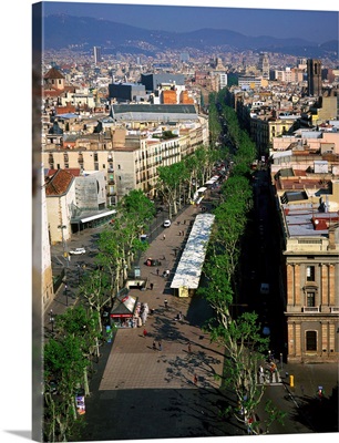 Spain, Catalonia, Barcelona, Las Ramblas, view from Columbus Monument