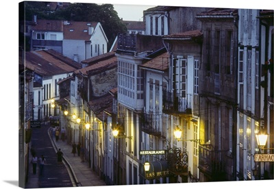Spain, Galicia, La Coruna, Santiago de Compostela, street near the Cathedral