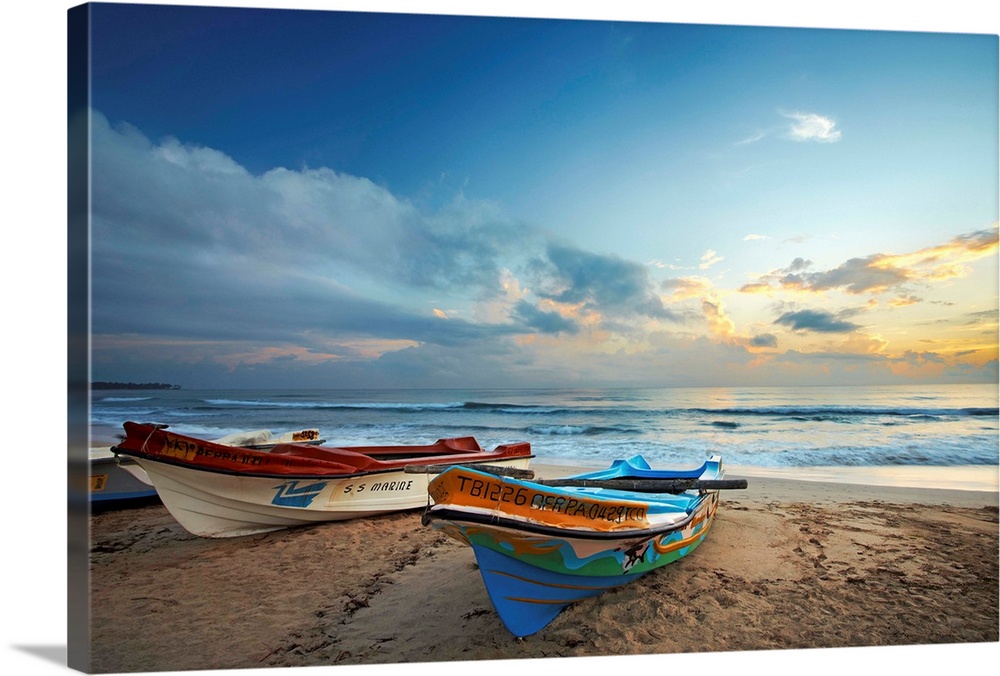 Sri Lanka, Eastern Province, Uppuveli, Fishing boats on beach