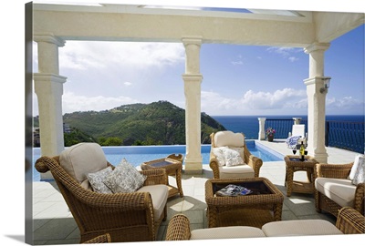 St Lucia, Gros Islet, Poolside at Villa Modas in Cap Estate