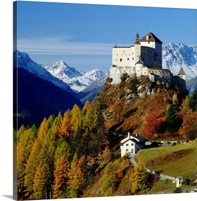 Switzerland, Engadin, Tarasp, view of the castle