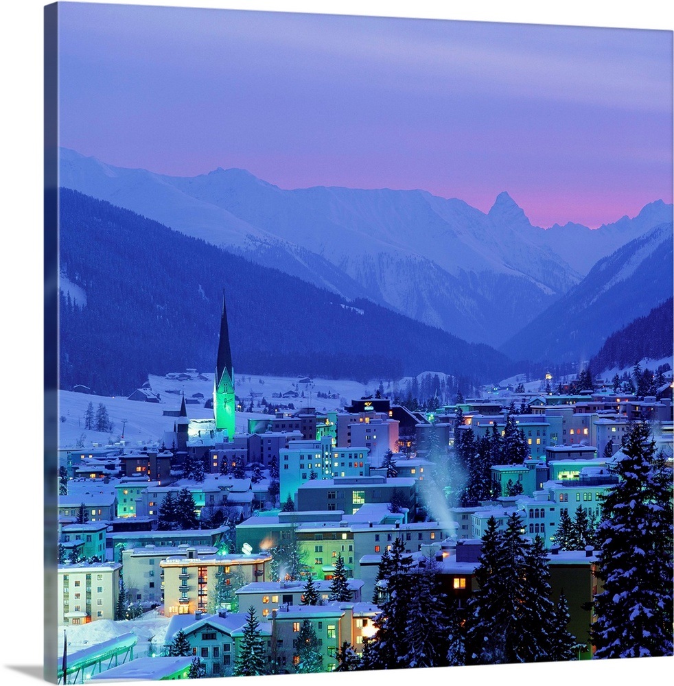 Switzerland, Graubunden, Davos village Wall Art, Canvas Prints, Framed