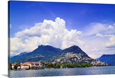 Switzerland, Ticino, Lago di Lugano, Mount Bre
