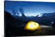 image thumbnail of Switzerland, Valais, Alps, glowing light from tent in the wilderness