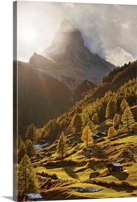 Switzerland, Valais, Alps, Zermatt, View towards Matterhorn