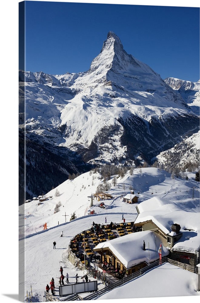 Switzerland, Zermatt, Sunnegga ski region and Matterhorn (Cervino) mountain