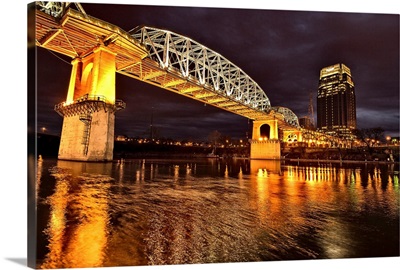Tennessee, Nashville, Shelby Street Bridge over Cumberland River