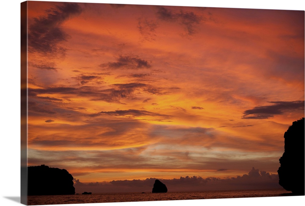 Thailand, Phuket island, Andaman sea, Dive site Three Islets at sunset