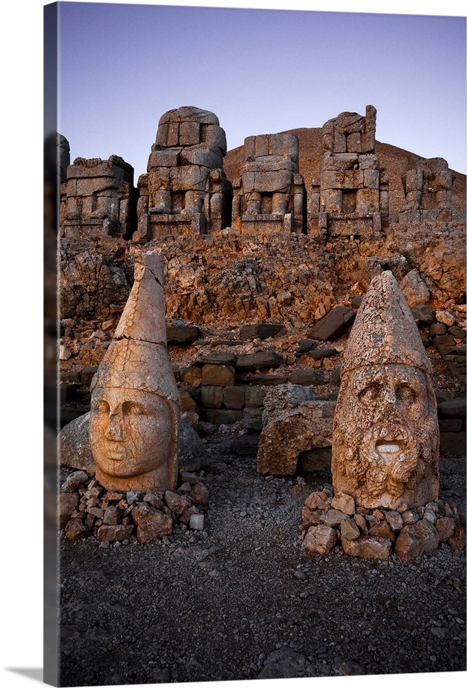 Turkey, Eastern Anatolia, Nemrut Dagi, Nemrut Dag, Nemrut National Park, Nemrut Mountain, Tomb Sanctuary with Greek, Armen...