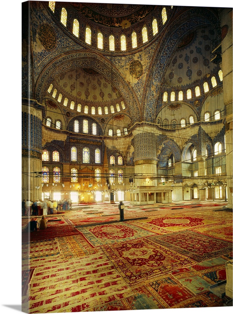 Turkey, Istanbul, Blue Mosque (Sultan Ahmet Mosque), inside view with original carpets