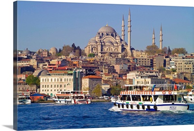 Turkey, Istanbul, Golden Horn and Suleymaniye Mosque (Suleymaniye Cami)
