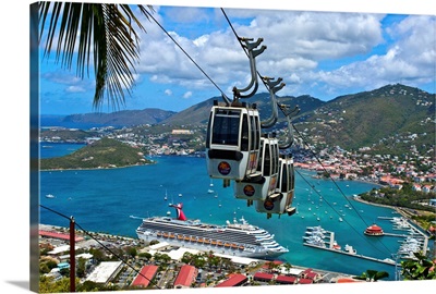 U.S. Virgin Islands, St. Thomas, Tram, View from The Paradise Point Skyride