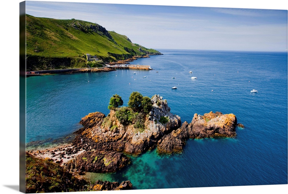 UK, Channel Islands, Great Britain, English Channel, Jersey, Bouley Bay | Large Solid-Faced Canvas Wall Art Print | Great Big Canvas