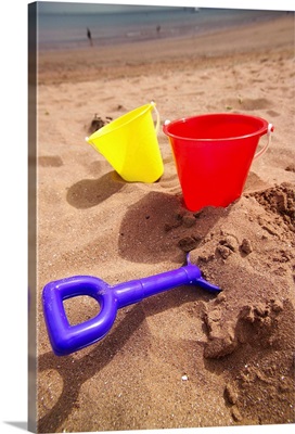 UK, England, Devon, Buckets and spade at the seaside