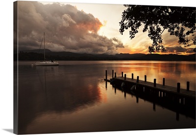 UK, England, Great Britain, Lake District, Cumbria, Lake Windemere at sunset