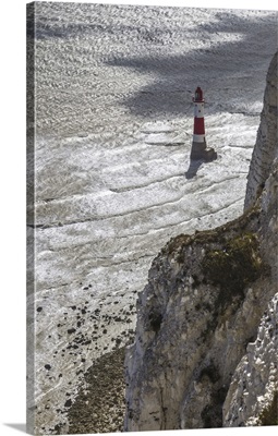 UK, England, Red White Striped Beachy Head Lighthouse, White Cliffs Of The Seven Sisters